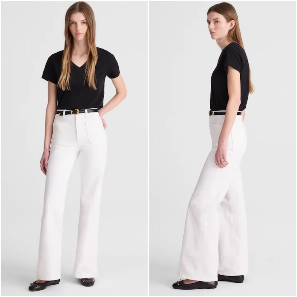 Madewell The Emmy Wide-Leg Jean Super Stretch Denim Tile White NZ041 Size 31 NWT